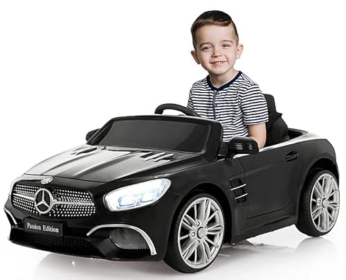 JAMARA 460439 Ride-on Mercedes-Benz SL 400 12V - Kinder Elektroauto, 2 Leistungsstarke Antriebsmotoren und Akku f&uuml;r Lange Fahrzeit, Micro-SD-Slot, AUX-/USB-Anschluss, LED, Ultra-Grip Gummiring