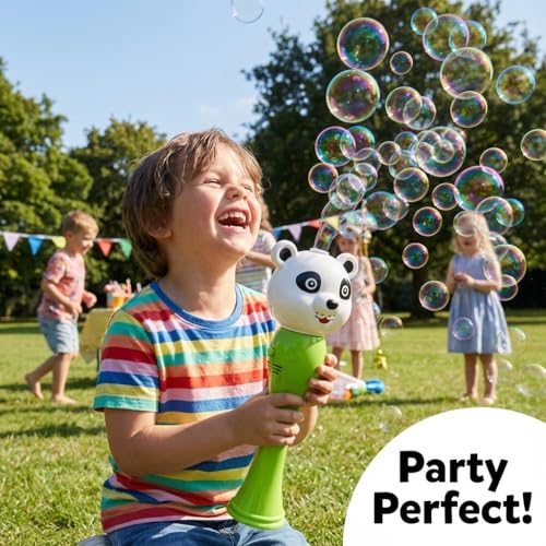 Image of Hamleys Panda Bubble Blower Toy with 1 Refill Bubble Solution | Bubble Play Toy for Fun Indoor /Outdoor Bubble Machine for Kids 3Y+ | Perfect for Birthday Parties & Summer Outdoor Fun or Party, Green