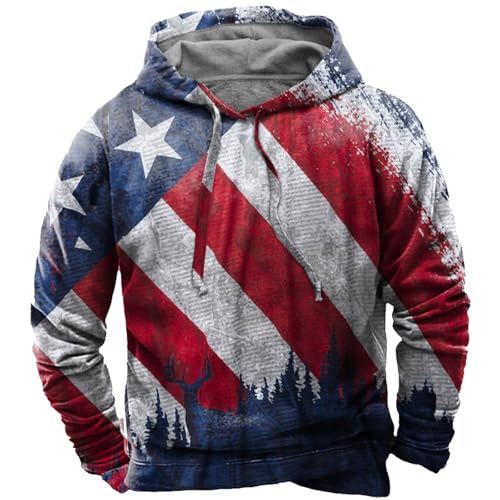 Mens USA Flag Patriotic Hoodies,American Flag Hoodies Long Sleeve Western Aztec Ethnic Sweatshirt with Pockets
