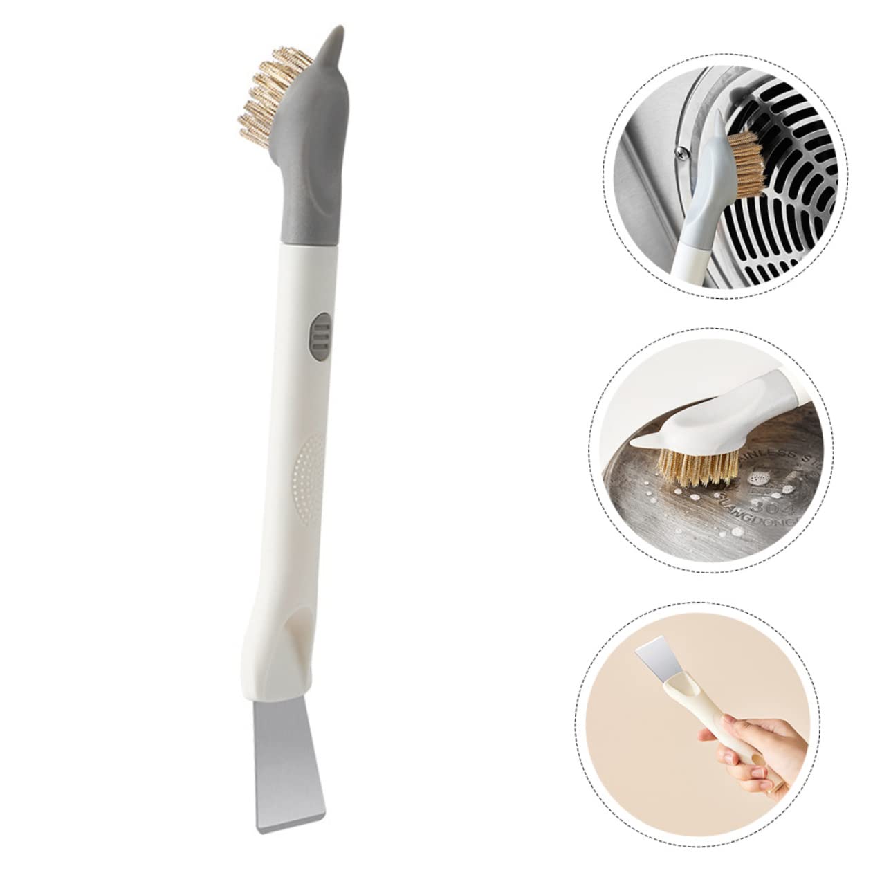 HOMOCONO Pot Brush Cleaner Multi-Function Wok Scrubber for Kitchen Hard Bristle Cleaning Brush for Pots and Pans Grease and Grime and Non-Stick