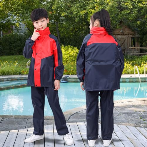 Kids Boys Windproof Hooded Raincoats Color Block Fall Warmth Thickened Lined Rain Jackets Girls Athletic Raincoats3