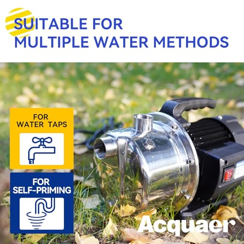 Image of Acquaer 115V Shallow Well Garden Pump, Stainless Steel, Sprinkler Water Transfer Draining Irrigation Pump 1210 GPH, for Water Removal Lawn Garden,1.5 HP Portable