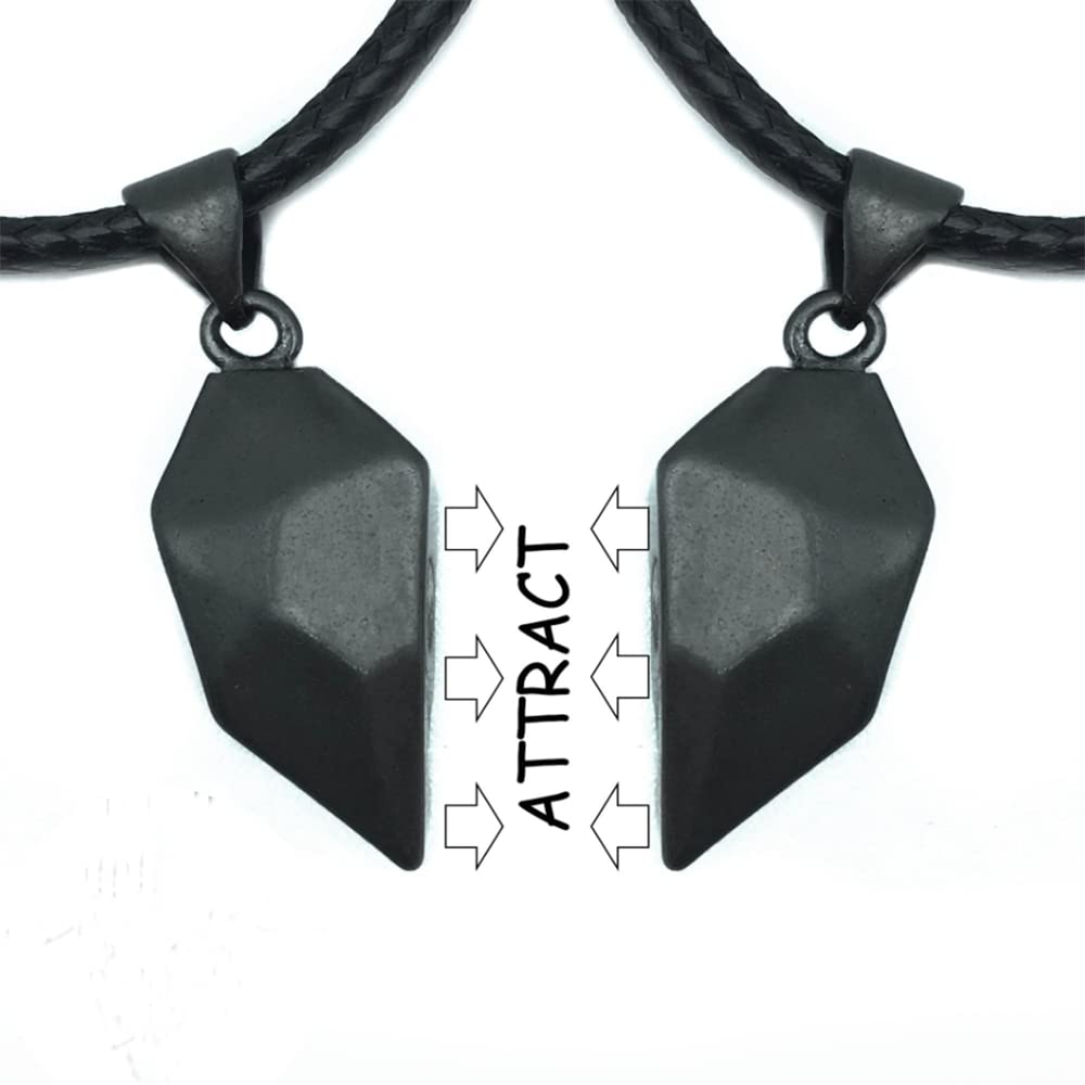 ZhiaStainless Steel and Titanium Magnetic Love Heart Matching Necklaces For Unisex Adult