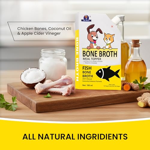 Image of Dr. Pets Pack of 3 (100ml Each) Fish Bone Broth for Dogs & Cats | Liquid Meal Topper | Collagen Rich | Supports Digestion & Hydration