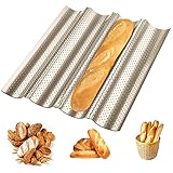 Homewit 4 Mulden Baguette-Backblech 38 x 32 x 3 cm Baguetteblech für 4 Baguettes, Mit...