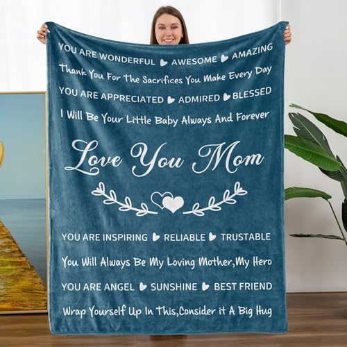 Product Image of the TURMTF Gifts for Mom, Mothers Day Birthday Gifts for Mom from Daughter Son, Blue Throw Blanket Present Ideas for Women Christmas Valentines Day 55'x70'