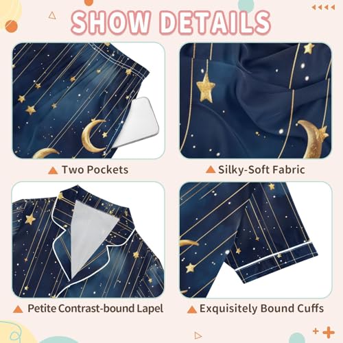 Star Moon Blue Tie Dye Pajamas Set Soft Pjs Sets 2 Piece Short Sleeve Sleepwear Casual Loungewear3