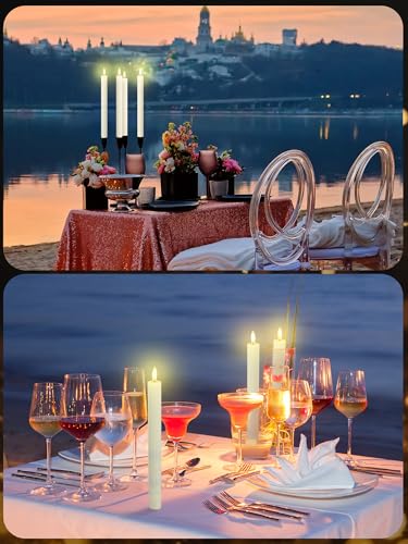 Image of Funtery 48 Pcs Flameless LED Taper Candles Battery Operated Candles Bulk Realistic LED Candlesticks Flickering for Wedding Church Party Home Decor(Ivory,10 Inch,Elegant Style)