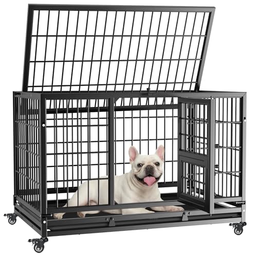 Gardner Pet Cage pour Chien Lourd Taille L-82.3x51.5x56cm pour Chiens Moyens Anti-Évasion avec Plateau, 3 Portes Amovibles et roulettes Verrouillables, Niche...