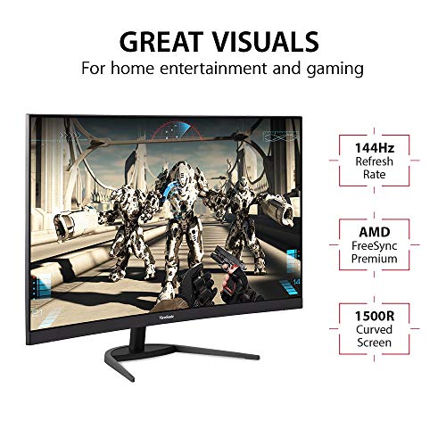 Image of ViewSonic VX2768-2KPC-MHD 27 Inch Curved 1440p 1ms 144Hz Gaming Monitor with FreeSync Premium, Eye Care, HDMI and Display Port