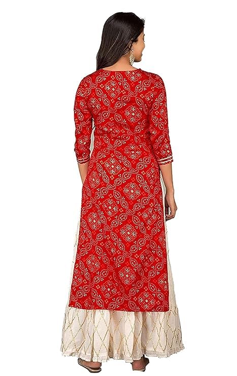 Image of PK HUB Women's Rayon Straight Kurti with Palazzo