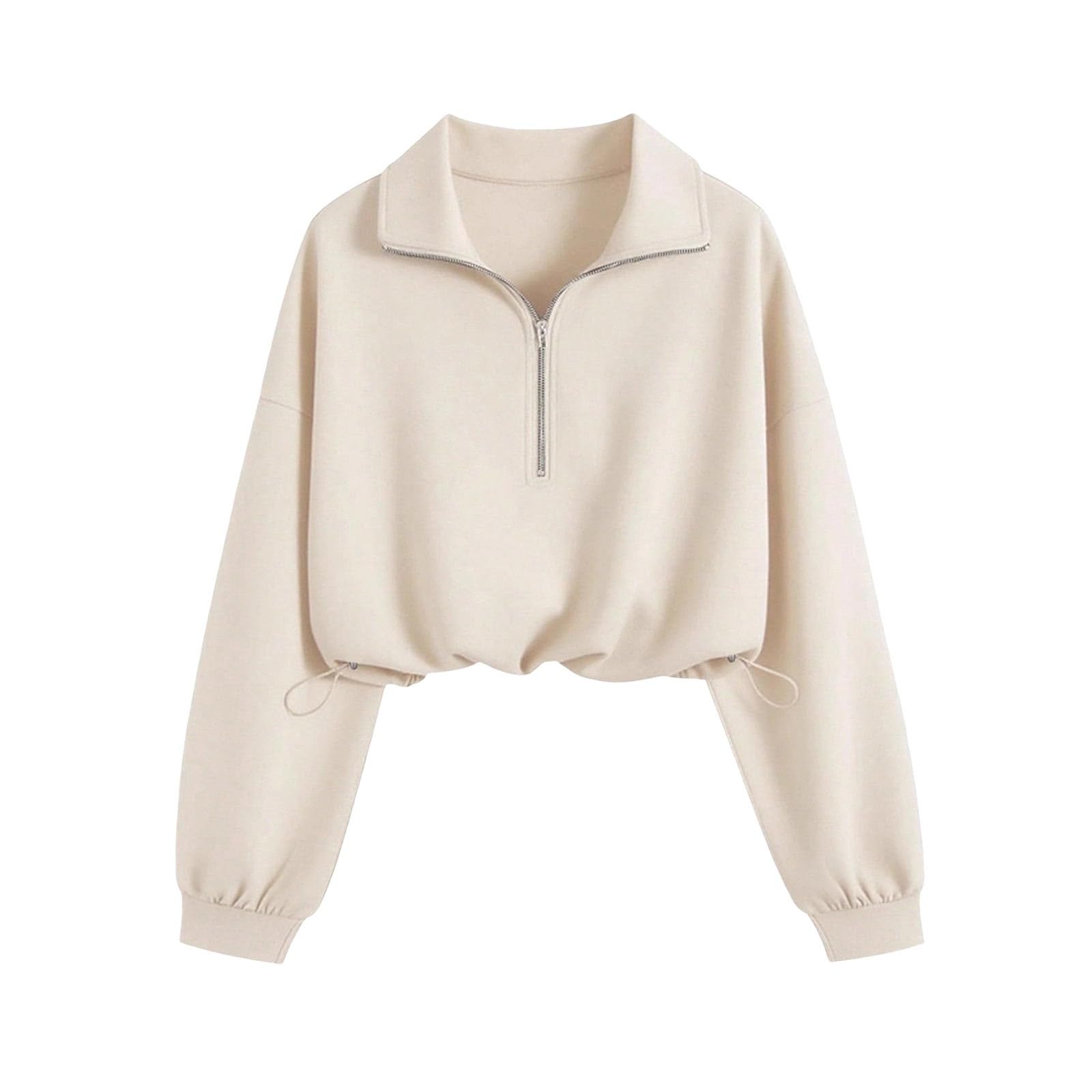 Sudadera Informal de Moda con Media Cremallera y Cuello para Mujer Tallas Grandes Corte Entallado Manga Larga Prenda Exterior Elegante y cómoda
