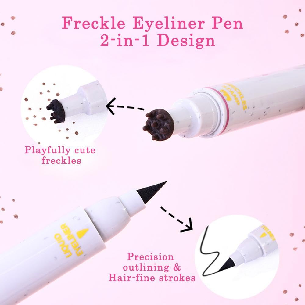 Dual-Ended Liquid Eyeliner and Freckle Stamp Pen For Precise Lines and Natural Dots - Image 3
