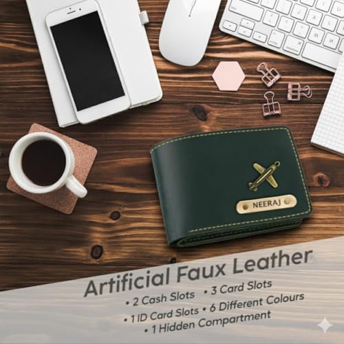 Image of Personalized Wallet, Keychain and Passport Combo | Personalized Wallet Keychain Passport Set with Name Printed Keychains Passports for Men | Customised Gift Set for Men with Name & Charm, Green