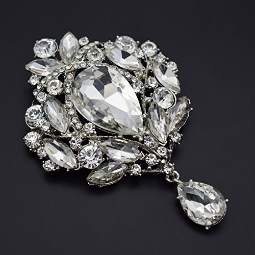 Image of Wedding Bridal Big Crystal Rhinestone Bouquet Brooch Shawl Pin for Women