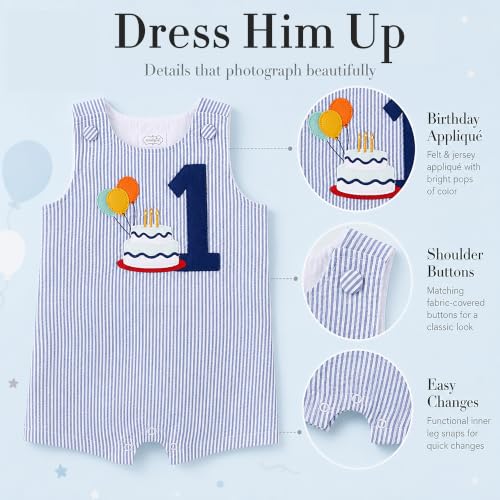 Image of Mud Pie Baby Boys 1st Birthday Outfit, Birthday Boy Onesie, 12-18 Months