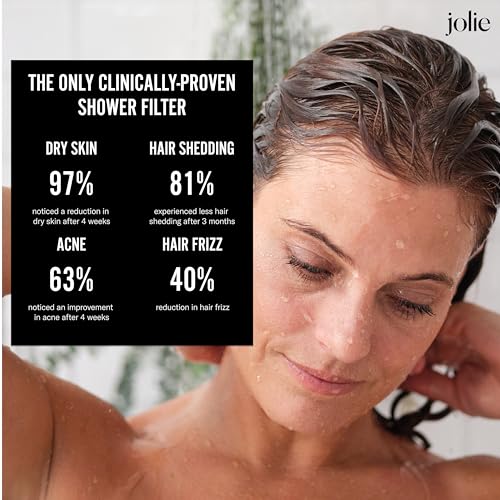 The Jolie Filtered SHOWERHEAD with Shower Water Filter System- High Pressure Showerhead, Hair and Skincare Accessory to Improve Beauty and Personal Care Routine (New Brushed Steel)