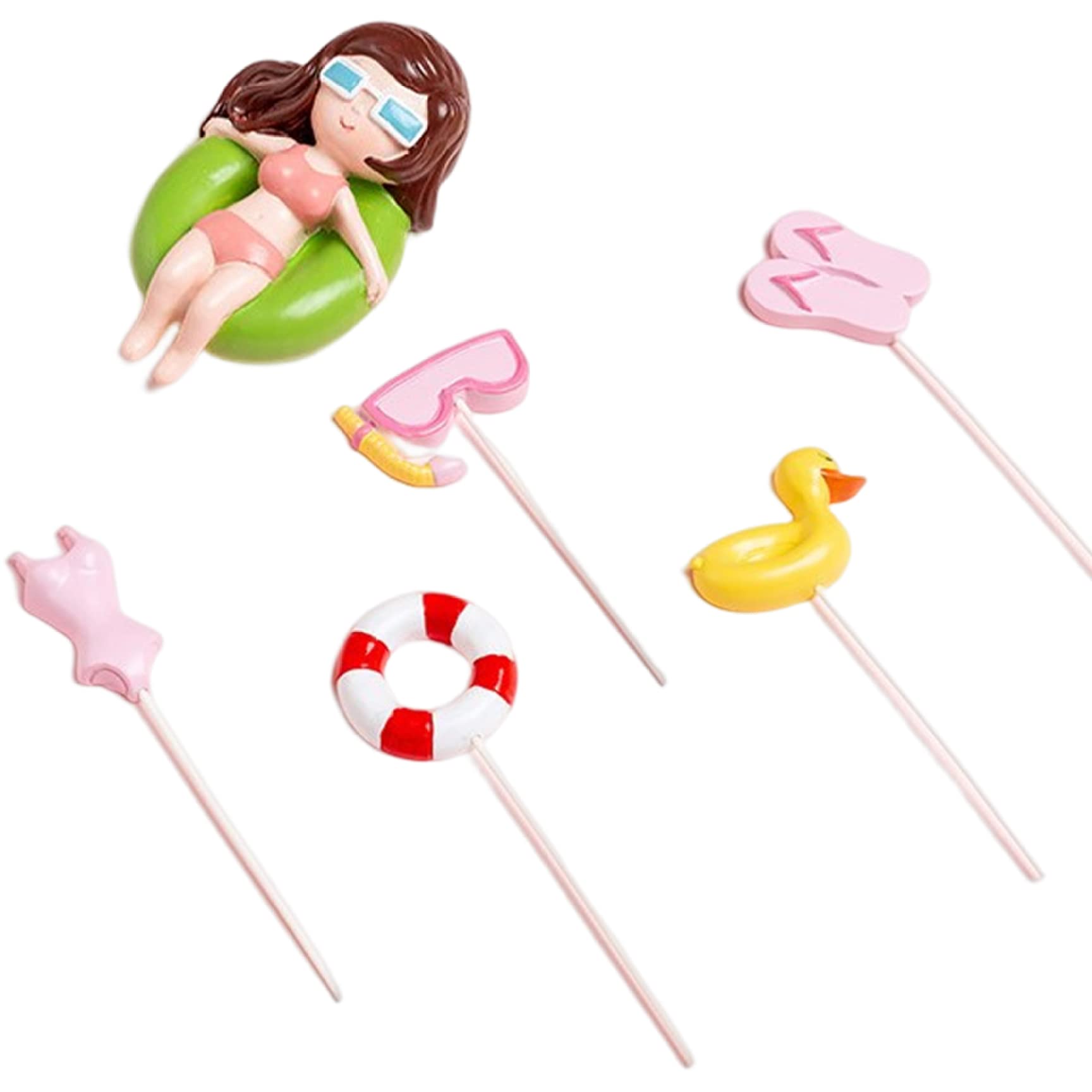 6 stks Zomer Cake Topper Zwembad Taart Decoratie Strand Taart Decoraties Taart Accessoires Decoratie Strand Taart Toppers Hawaiian Beach Thema Taart Decoratie voor Verjaardagsfeestje Benodigdhede