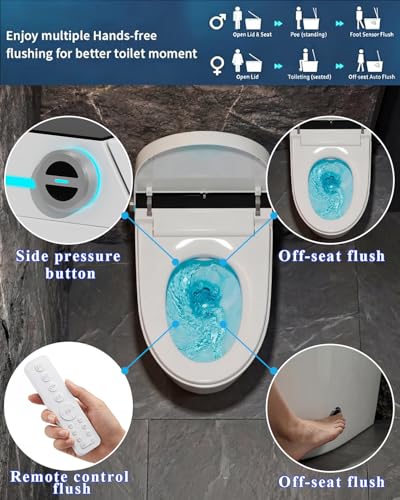 Image of Smart Toilet with Auto Open /Close, Bidet Function, Heated Seat & Dryer, One Piece Elongated Modern Toilet with Foam Shield Technology, Heated Seat, Night Light,Tankless Toilets for Bathrooms