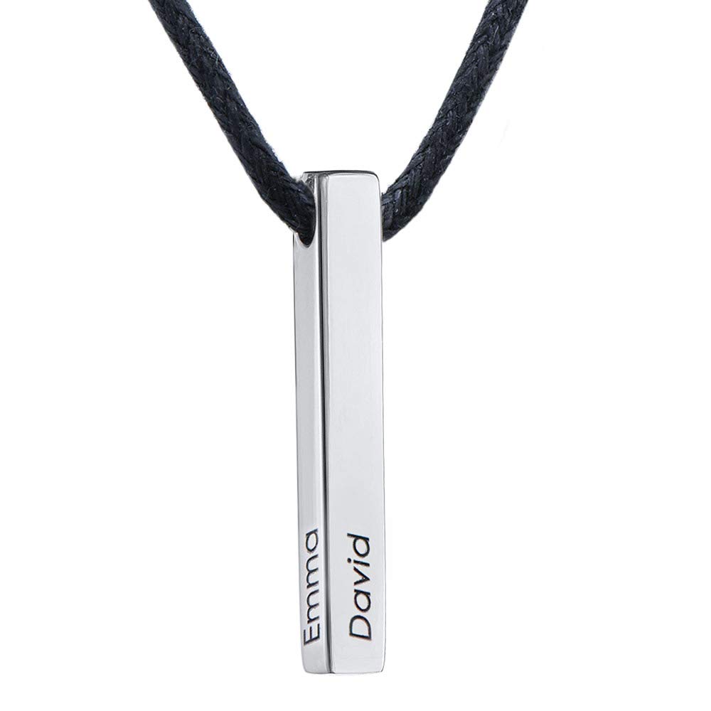 MyNameNecklace MYKA - Collar para Hombre de Barra 3D personalizado - Joyería personalizada para Papá, Novio- collar con nombre, letras - Regalos para Día del Padre, Navidad, Cumpleaños