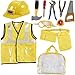 Blue Panda Ensemble de Costumes pour Enfants avec Casque, Ceinture à Outils, Gilet et Autres Accessoires pour Enfants 10 Morceaux Jaune