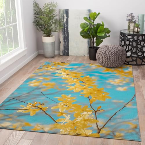 Tapis minimaliste jaune forsythia d'une élégance moderne pour grand salon - 2