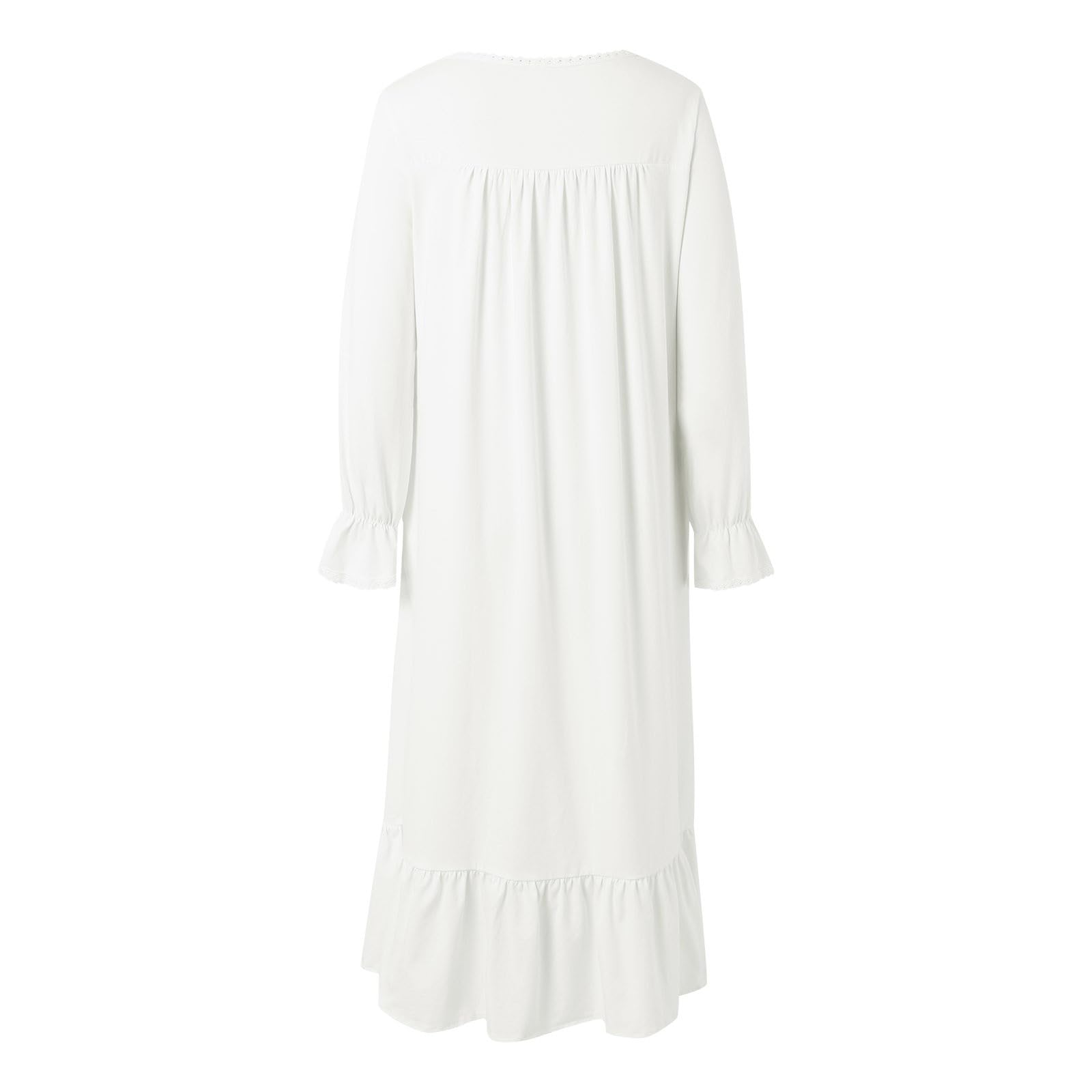 Camicia da notte da donna a maniche lunghe, stile vittoriano, vintage, da principessa, in pizzo, con volant, pigiama estivo e invernale, per Halloween