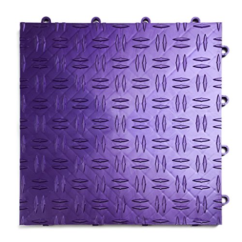 Big Floors GarageTrac Diamond, Durable Copolymer Interlocking Modular Non-Slip Garage Flooring Tile (48 Pack), Purple