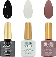 HELEN COLOR Kit 3 Esmaltes em Gel UV/LED 10ml Cada Frasco Secagem Rápida Alta Durabilidade Acabamento Brilhante (Básicos)