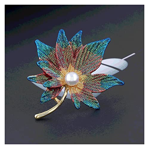 Broche double feuille d'érable et perle pour blazer femme - 4