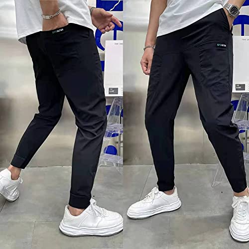 Men's High Stretch Multi-Pockets Skinny Cargo Pants,Casual Slim Fit Work Jogger Pants Trousers with 6 Pockets,Elastic Waist Drawstring Utility Tactical Pants Cargo Sweatpants for Men (33, Khaki)3