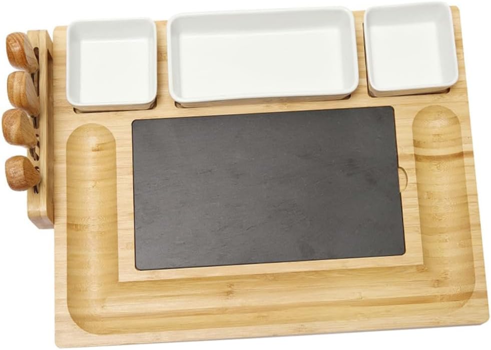 Cabilock 1set Bamboo Cheese Board Accessories Food Serving Charcuterie Board for Kitchen Use for Entertaining Housewarming and Special Occasions