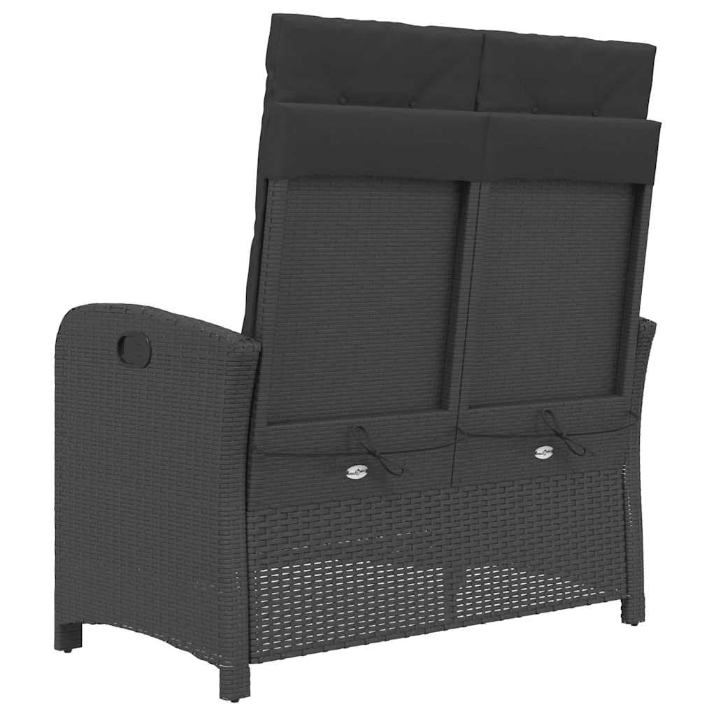Fengshui Ławka ogrodowa z regulowanym oparciem, rattan PE czarny