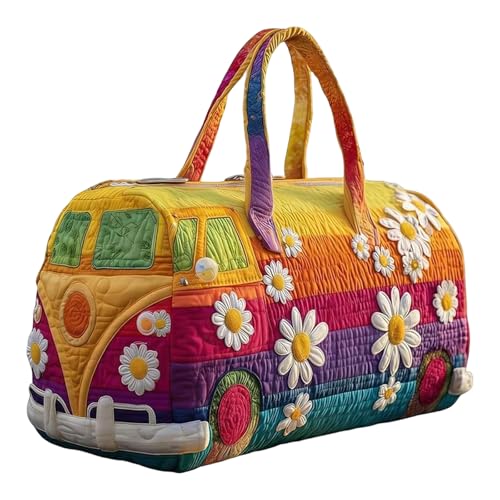 Bolso de viaje acolchado y bordado hippie para mujer, estilo