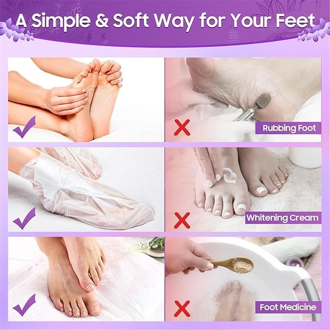 ERITIN Foot Peel Mask for Women & Men | Peeling & Exfoliating Foot Mask for Dry Cracked Feet, Removes Dead Skin & Calluses, Hydrates & Smooths Cracked Heels (Pack of 1) (LAVENDER) 3