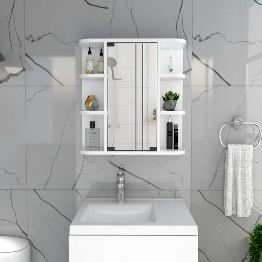 Medicine Cabinet Milano  Six External Shelves Mirror  White Finish(D0102Hgeykv)