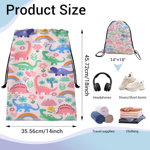 Image of Dinosaur Storage Bag With Drawstring Portable Pouch for Headphones iPad Shoes Toys
