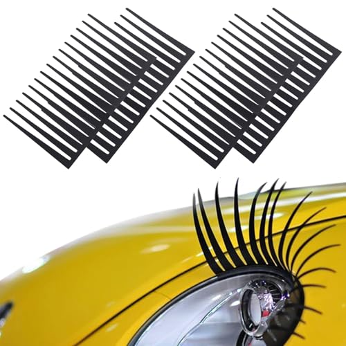 Auto Wimpern Aufklebe, Wimpern Auto Dekorativer Aufkleber, Wimpern für Auto Autoaufkleber, Falsche Wimpern für Fahrzeuge, Lustige Auto-Wimpern, Dekoration für Autoscheinwerfer, 4 Stück