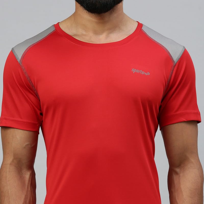 Image of sporto Men's Fast Dry Micro Fiber Solid Regular T-Shirt Half Sleeve|Charcoal