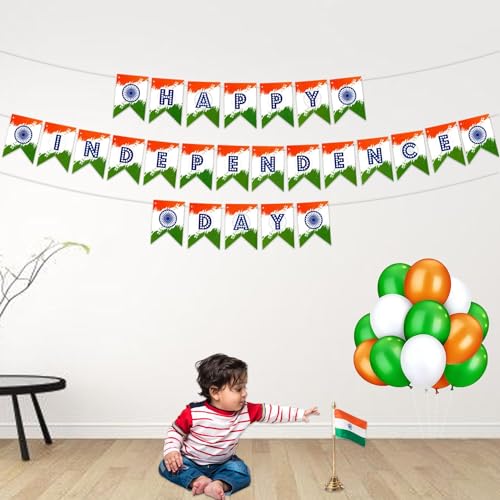 Image of FI - FLICK IN 1 Pcs Independence Day Decoration Items Tricolor Bunting With Ribbon, Republic Day Decorations, Independence Day Decoration Combo (Pack of 1)