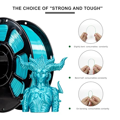 Image of iBOSS 3D Printer Silk Filament, Shiny Silk PLA+ Filament 1.75mm, Smooth Silky Surface PLA Plus, Great Easy to Print for 3D Printers, Dimensional Accuracy + /- 0.02mm, Silk Pearl Blue 1KG