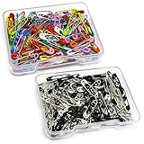 K&janet6am 240 PCS Safety Pins, Small Safety Pins 0.75Inch/19mm for Clothes, Name Tags, Crafting (2 Pack Storage Cases) Black and Colorful