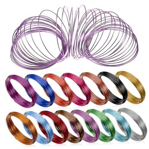 HOMSFOU 15ロール 用柔軟な アルミワイヤー色 曲げやすく切断可能 手芸やジュエリー制作に ブレスレット ネックレス イヤリング キーペンダ