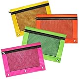 OMURA COLORFUL PENCIL POUCH with Mesh Window, Double Zippered & Standard 3-Ring Binder, Pack 5