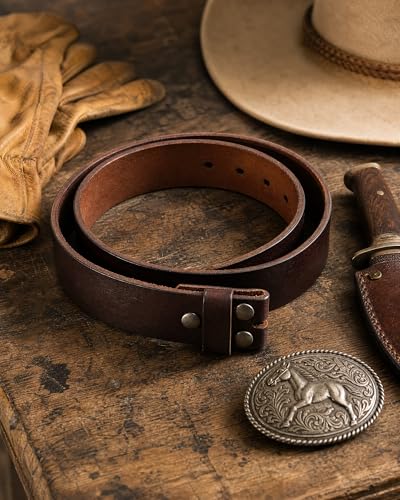 Image of CHAOREN Western Belts for Men without Buckle - Cowboy Belt 1.5 inch Full Grain Leather Belt for Jeans - One Solid Piece Leather