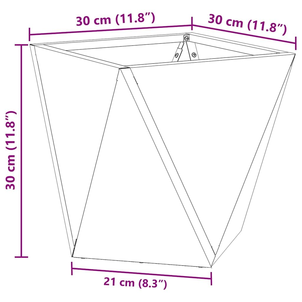 White Plant Pot 2 szt. 30 x 30 x 30 cm Stalowy pojemnik ogrodowy z drenażem, do użytku na zewnątrz i wewnątrz, trwała roślina do kwiatów, ziół, sukulentów, kaktusów, storczyków, bonsai