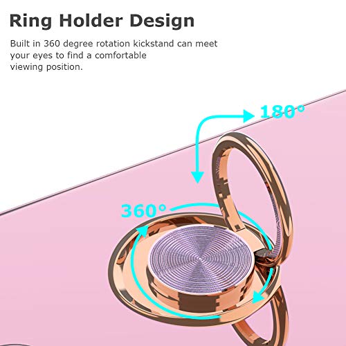 WATACHE for iPhone 12 Case,for iPhone 12 Pro Case, Crystal Clear Slim Fit Protective Case Cover with [Ring Holder Kickstand] [Magnetic Car Mount Feature] for iPhone 12/12 Pro 6.1 Inch,Light Purple - Thumbnail 2