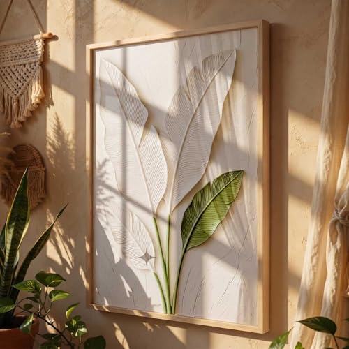 Image of kotart Aesthetic Botanical Art Home Decoration Painting | Leaf Paintings With Frame For Living Room Bed Room Hotel Wall Decor Digital Reprint (14X20 inch)
