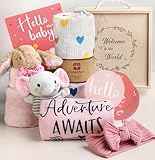 Mirasphere New Baby Girl Gifts - Baby Gifts for Baby Shower - Baby Girl Gift Basket Includes Baby Bodysuit, Swaddle Blanket, Rattle - Shower Party Welcome Babygirl Gender Reveal Gift Idea