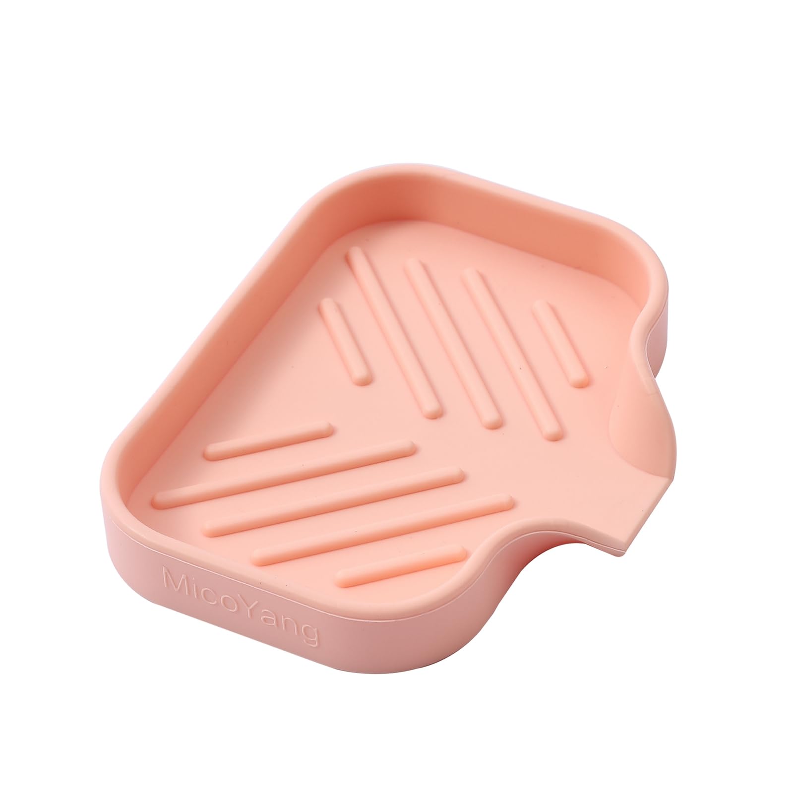 Silicone Bathroom Soap Dishes with Drain Spout-Bathroom and Kitchen Sink Organizer,Sponge Holder,Dish Soap Tray,Perfect for Dispenser,Scrubber,Bottle,Cup on Sink or Counter-Pink 4.9"×3.2"